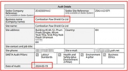 祝賀柬埔寨工廠Cambodian Paw Shield Co Ltd 在2024年一次性成功通過BV-SEDEX驗廠
